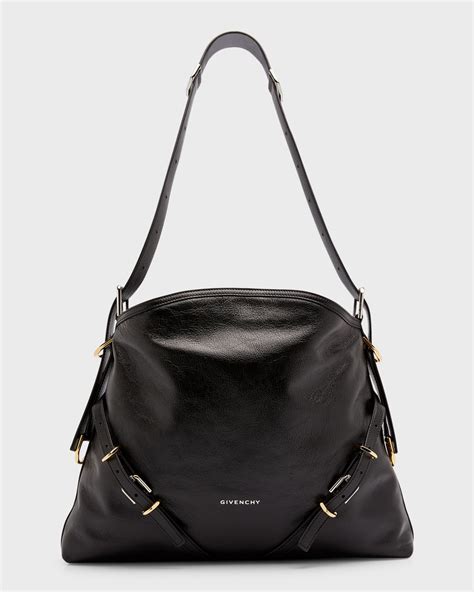 Buckle Medium leather shoulder bag in black 